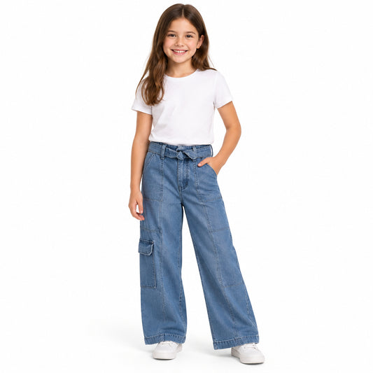 JEANS DE NIÑA CON BOLSILLO A LOS LADOS