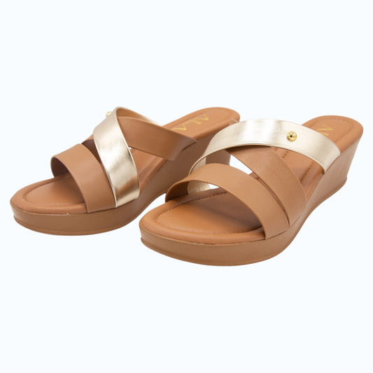 PLATAFORMA DE METER PIE BEIGE/DORADO