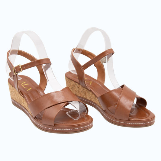 SANDALIA CORREAS CRUZADAS CARAMEL