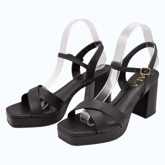 SANDALIAS PLATAFORMA TACÓN ANCHO NEGRAS