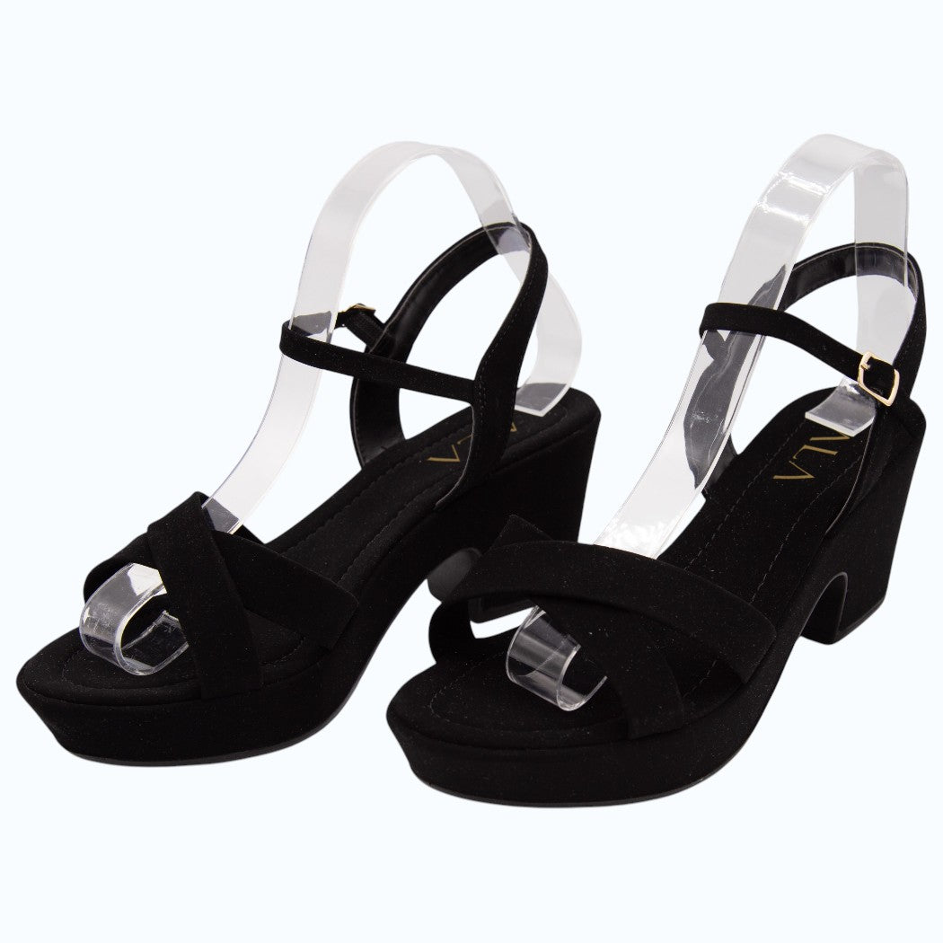 SANDALIAS DE TACÓN ANCHO DE GAMUSA