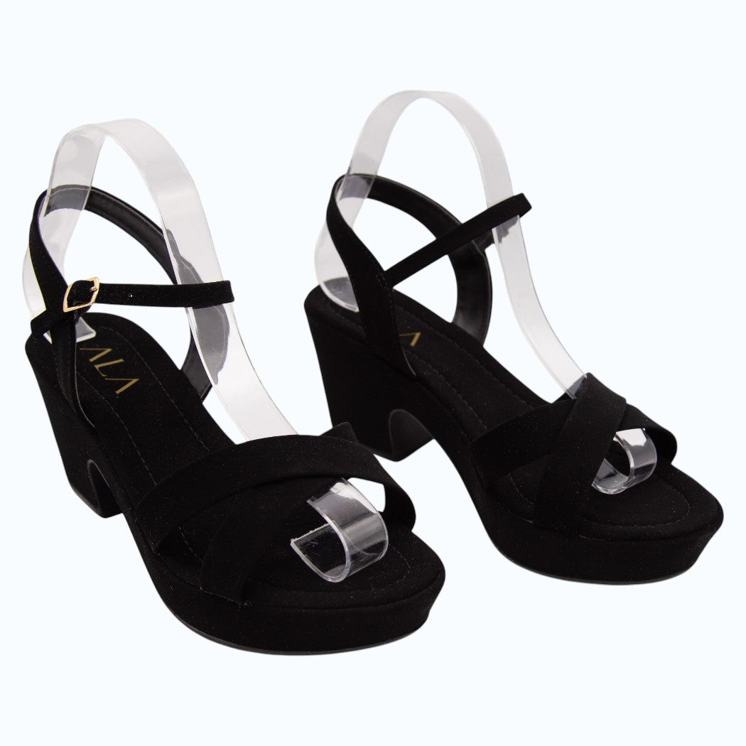 SANDALIAS DE TACÓN ANCHO DE GAMUSA