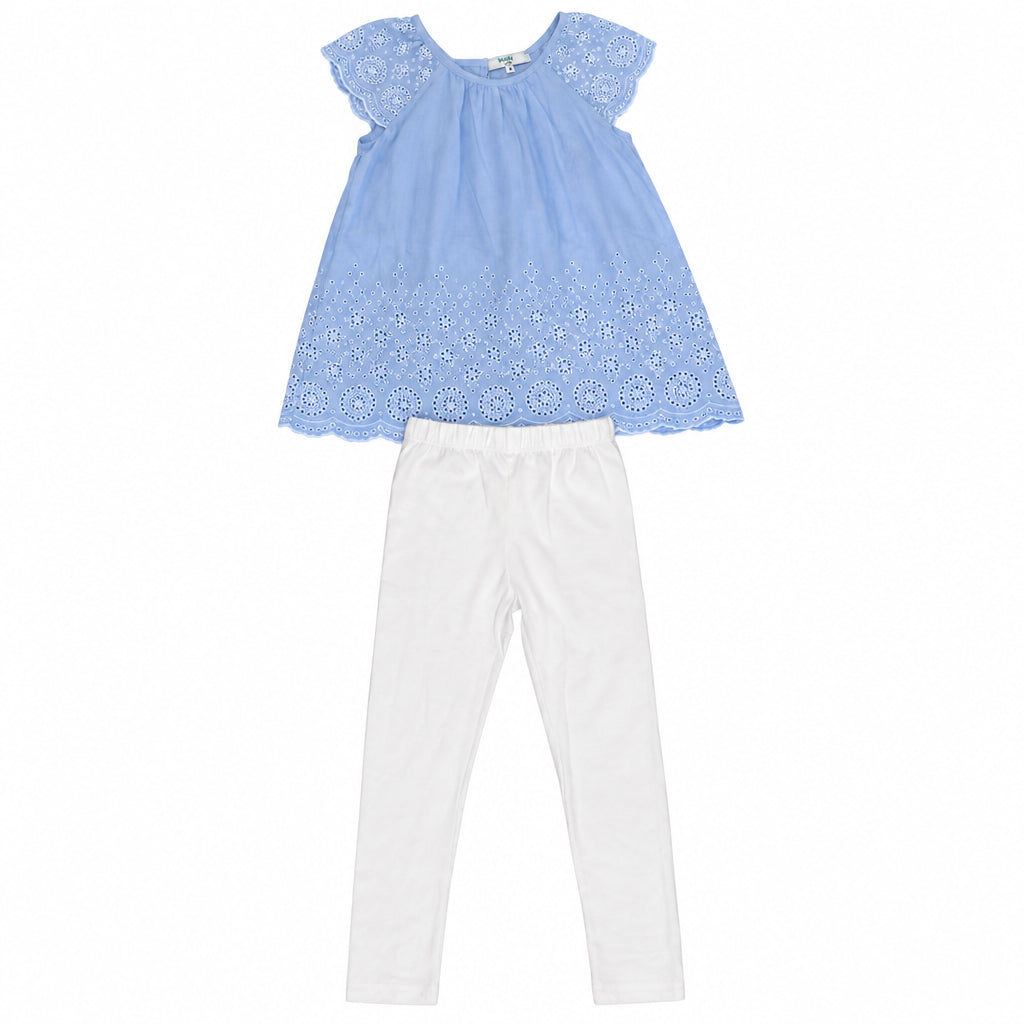 COJUNTO DE NIÑA CON BLUSA ACAMPANADA