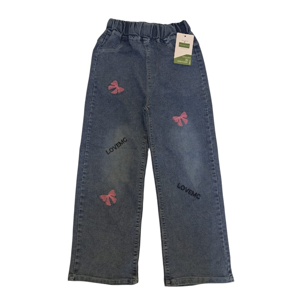 JEANS DE NIÑA CON ESTAMPADO DE LAZOS