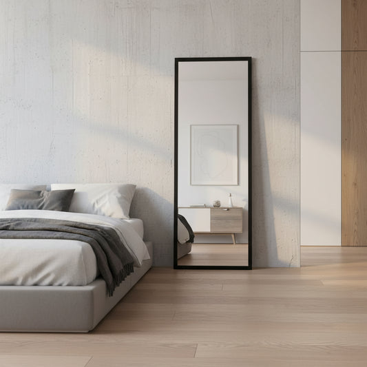 ESPEJO RECTANGULAR DECORATIVO DE PARED ENMARCADO NEGRO