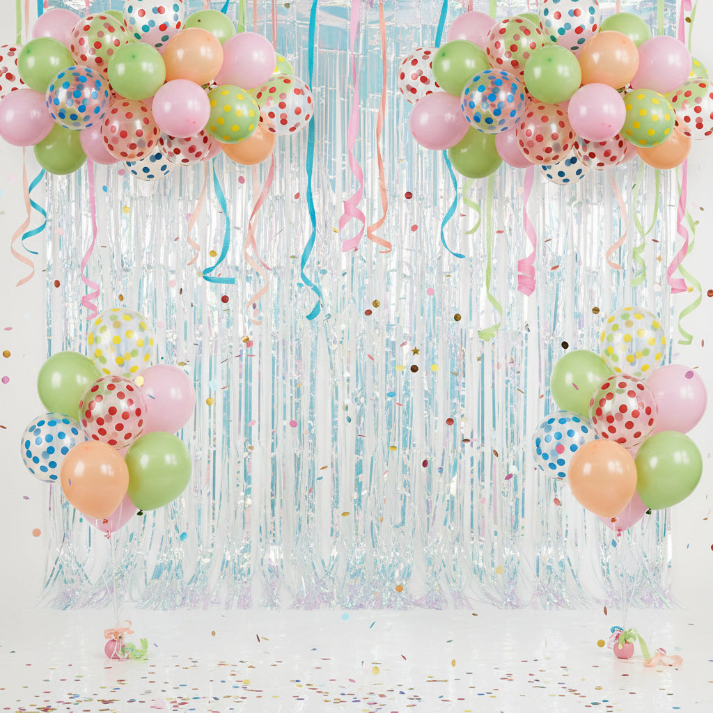 GLOBOS RELLENOS CON PUNTOS DE COLORES 5PZS