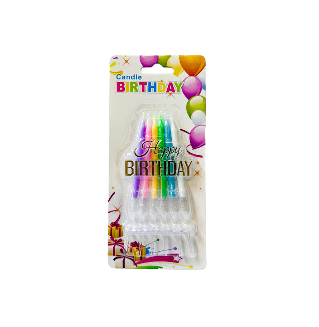 VELAS DE CUMPLEAÑOS CON BASE COPAS 6PZS