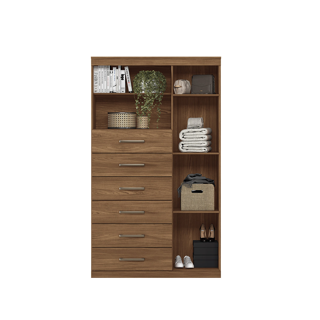 CÓMODA 1 PUERTA Y 6 GAVETAS MARRÓN