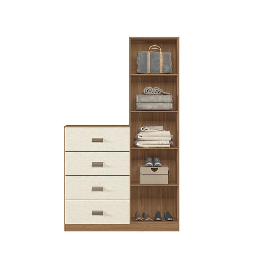 CÓMODA 1 PUERTA CON ESPEJO 4 GAVETAS
