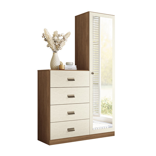 CÓMODA 1 PUERTA CON ESPEJO 4 GAVETAS