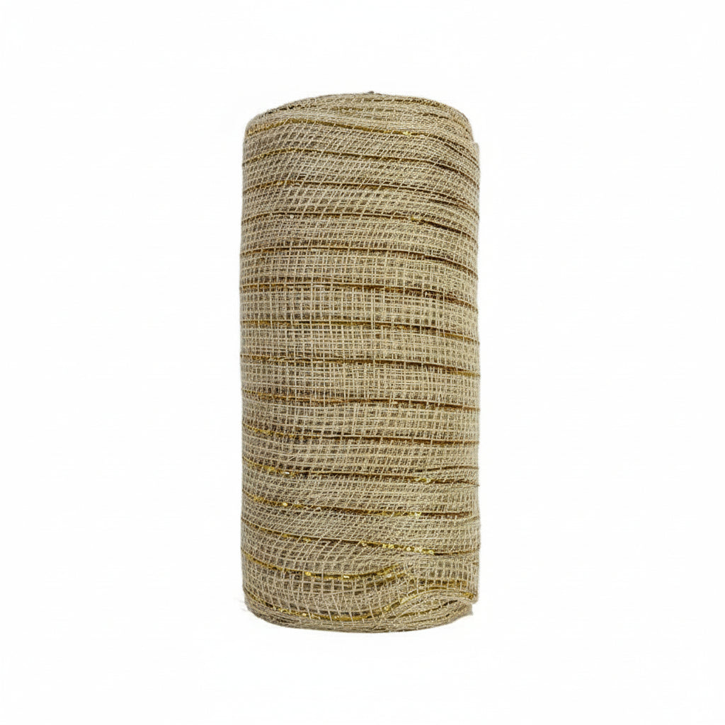 MALLA DECORATIVA BEIGE CON LINEAS DORADAS