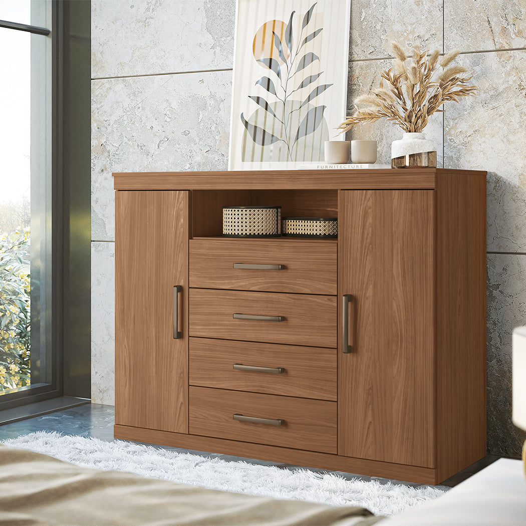 CÓMODA 2 PUERTAS  4 GAVETAS MARRÓN