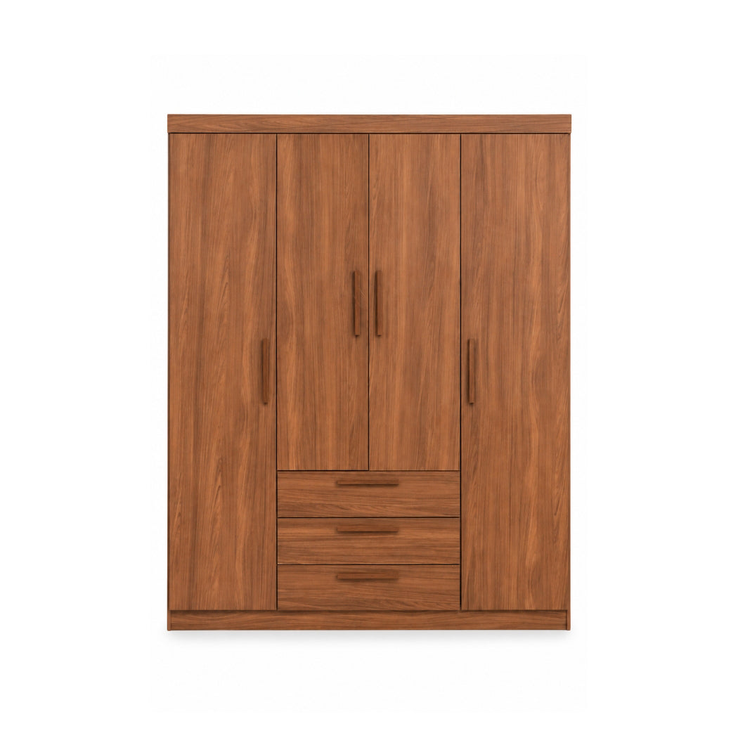 ROPERO DE 4 PUERTAS 3 GAVETAS MARRÓN