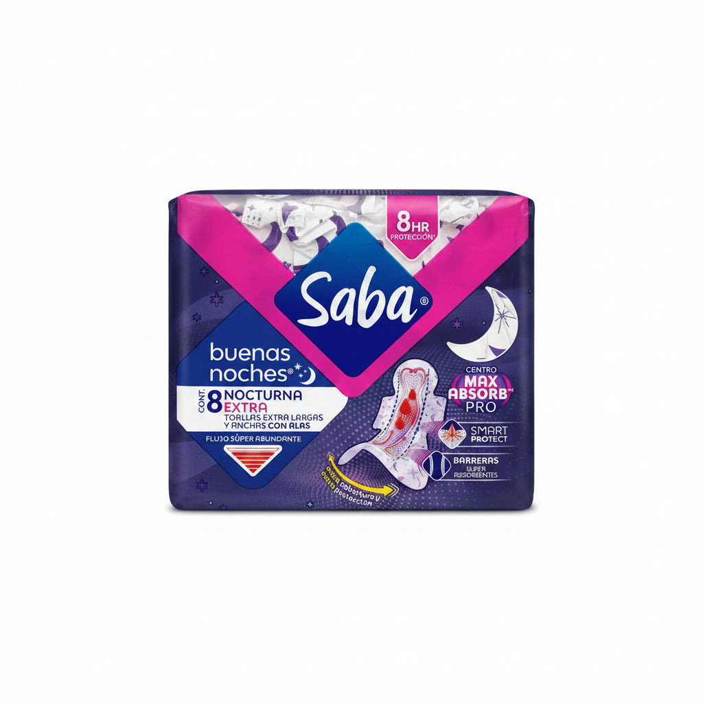 TOALLA SANITARIA NOCTURNA SABA 8U