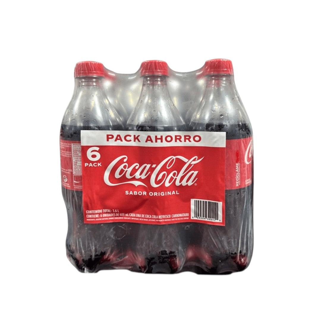 6PCK GASEOSA COCA COLA 600ML