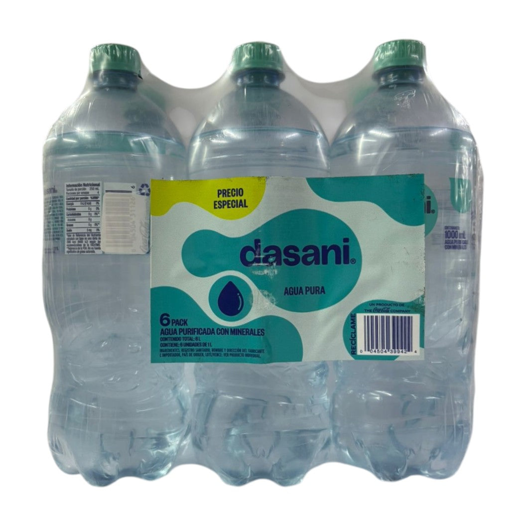 6PACK AGUA DASANI 1L