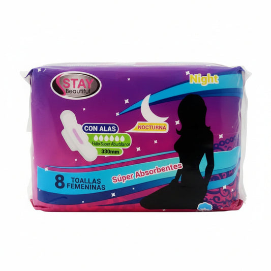 TOALLA SANITARIAS CON ALAS NOCTURNA 8U