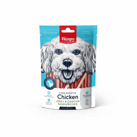 SNACK PARA MASCOTAS CHIKEN JERKY CODFISH