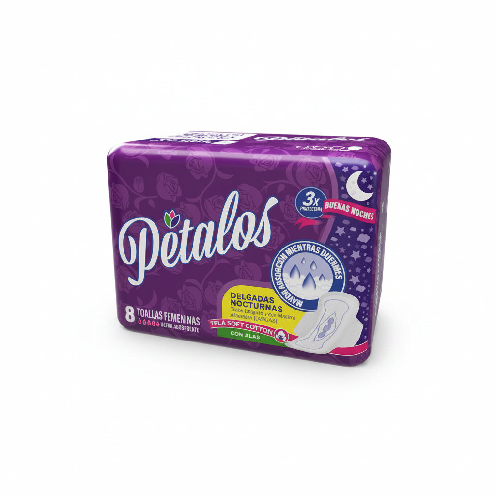 TOALLA SANITARIA NOCTURNA PETALOS 8U