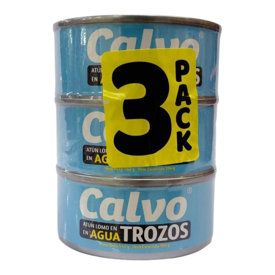 3PK ATÚN TROZOS AGUA CALVO 142GR