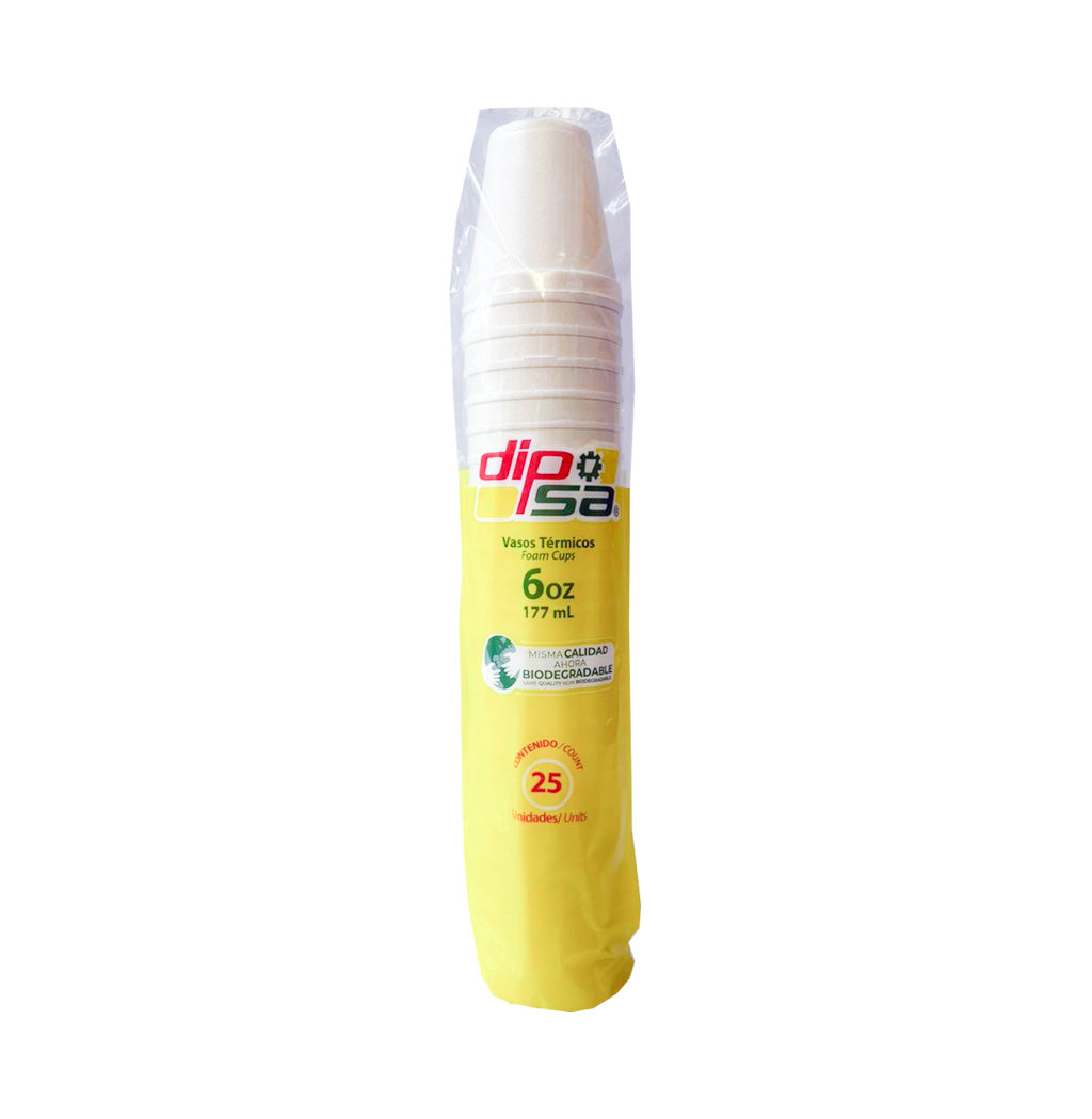 VASOS DESECHABLES DIPSA 6OZ 25U