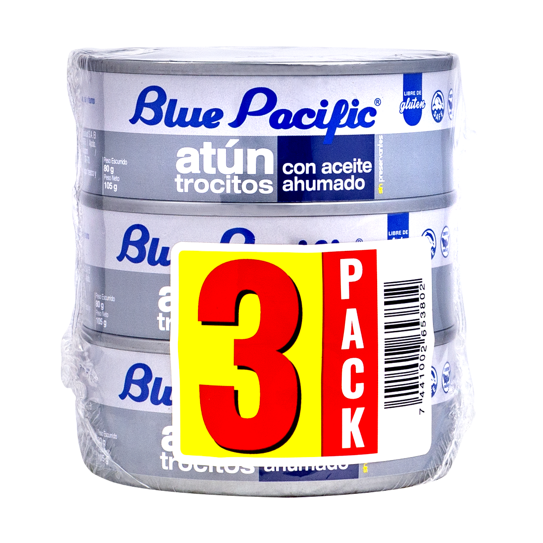 3PACK ATÚN AHUMADO BLUE PACIFIC 105GR