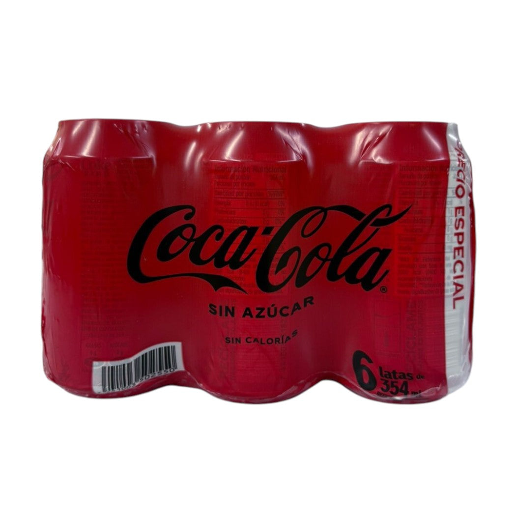 6PACK GASEOSA LATA SIN AZUCAR COCA COLA