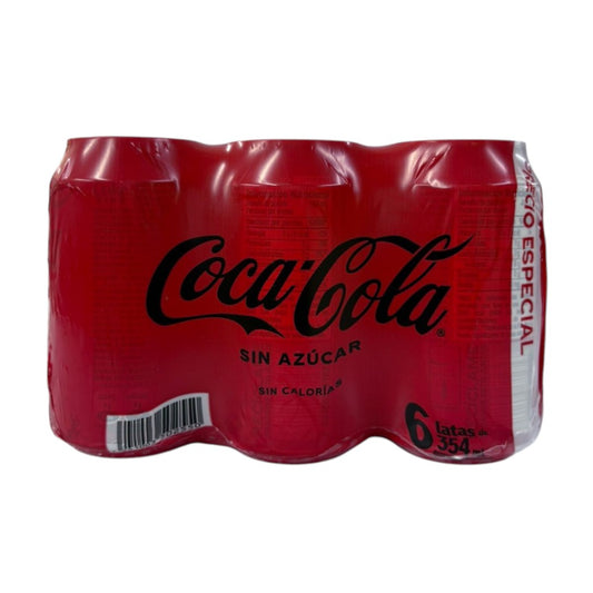 6PACK GASEOSA LATA SIN AZUCAR COCA COLA