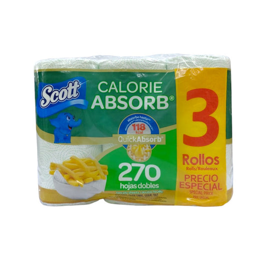 PAPEL TOALLA CALORIE ABSORB 3 PACK
