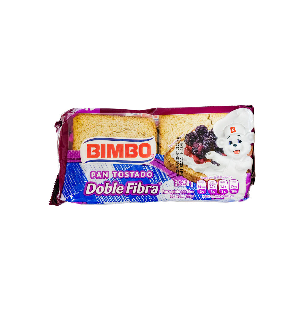 PAN TOSTADO DOBLE FIBRA BIMBO 250GR