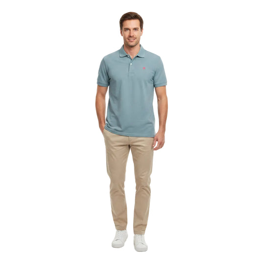 T-SHIRT POLO MANGA CORTA VERDE PETRÓLEO HANG TEN