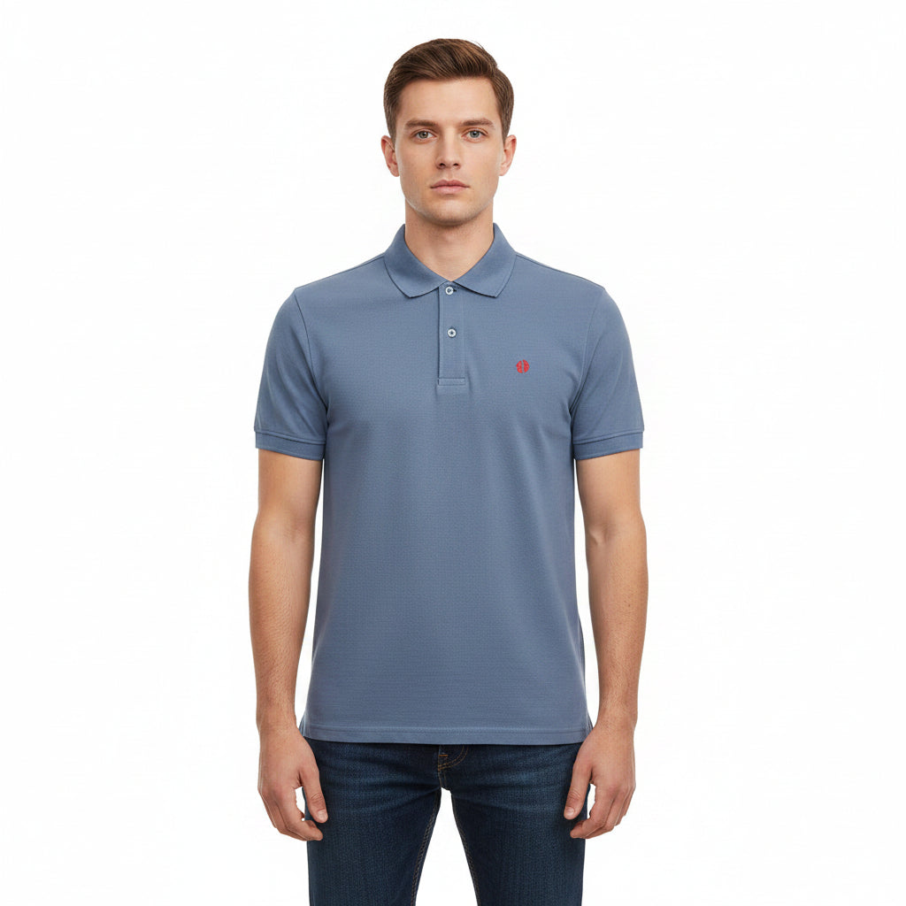 T-SHIRT POLO MANGA CORTA AZUL GRISÁCEO HANG TEN
