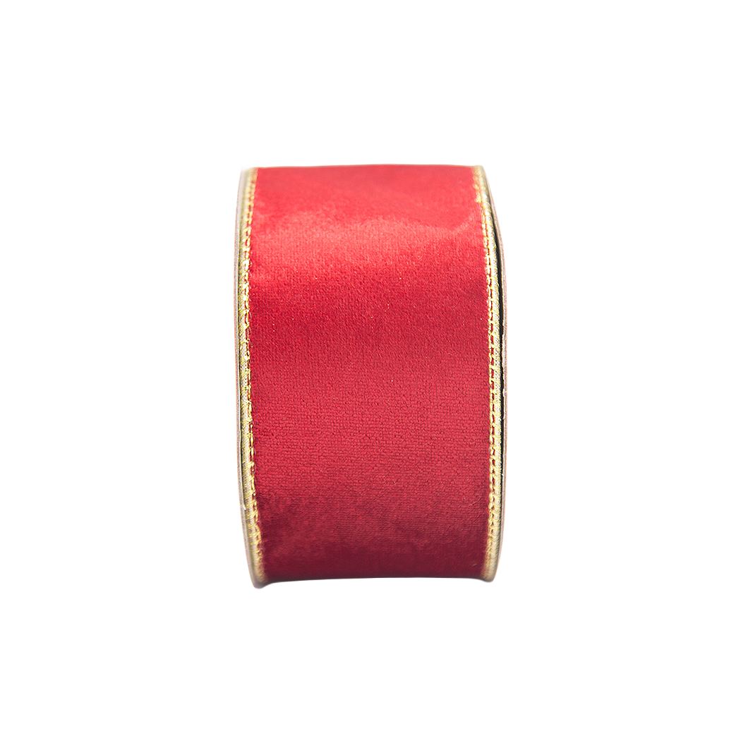 CINTA DECORATIVA ROJO BORDE DORADO 9YDS