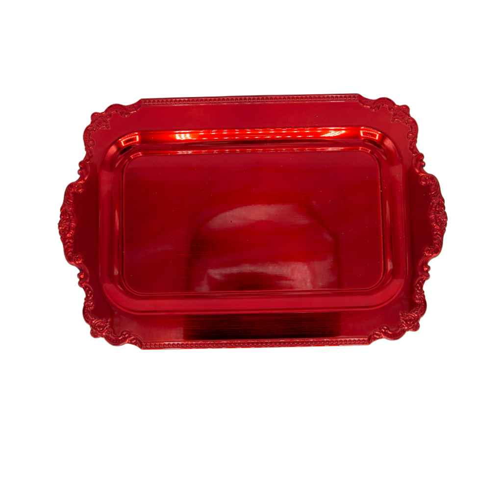 BANDEJA PLÁSTICA DECORATIVA ROJA