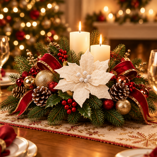 ADORNO DISEÑO FLOR BLANCA DE NAVIDAD