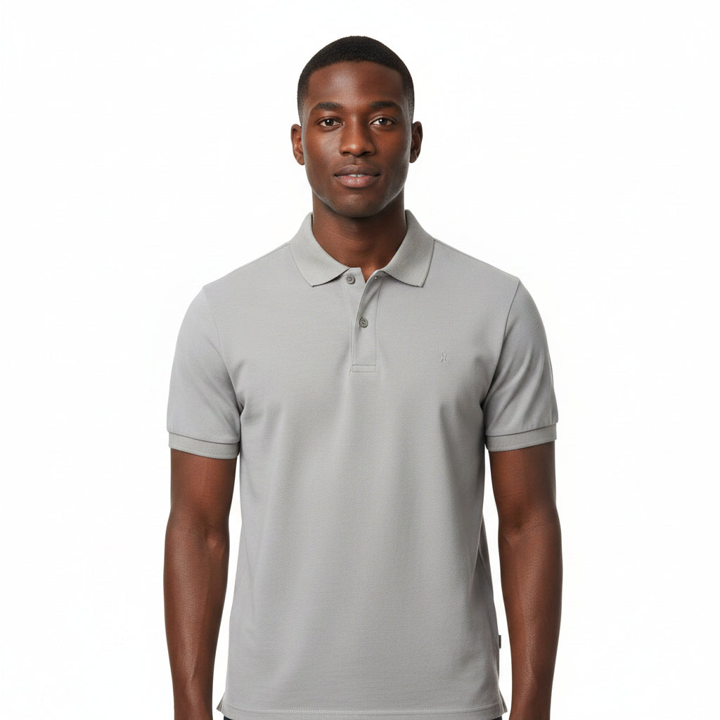 T-SHIRT POLO MANGA CORTA GRIS