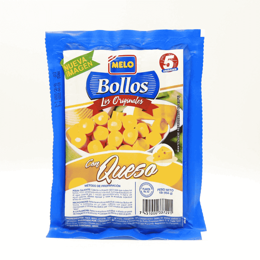 BOLLO DE MAIZ CON QUESO MELO 1LB 5U