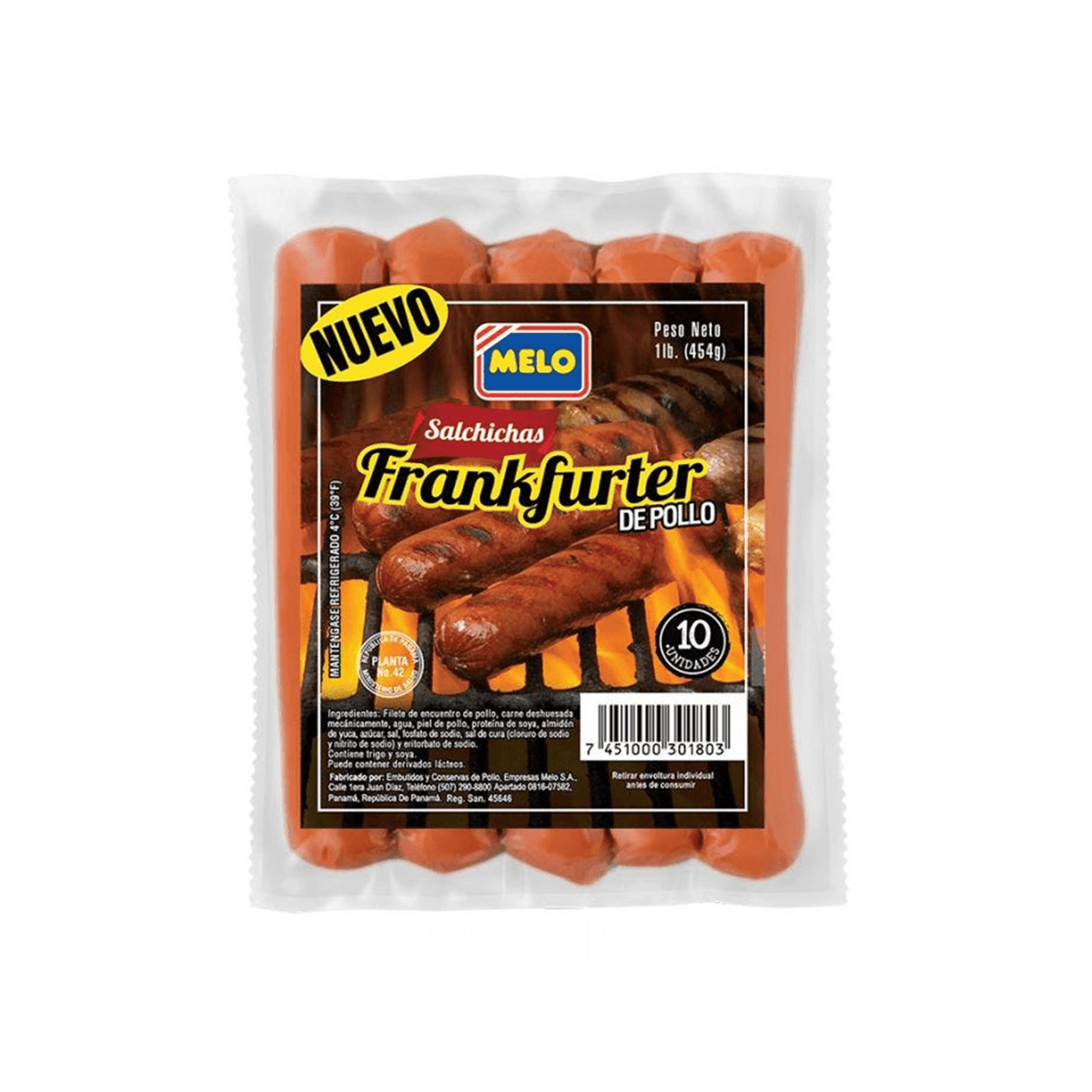 SALCHICHAS FRANKFURTER POLLO MELO 1lb