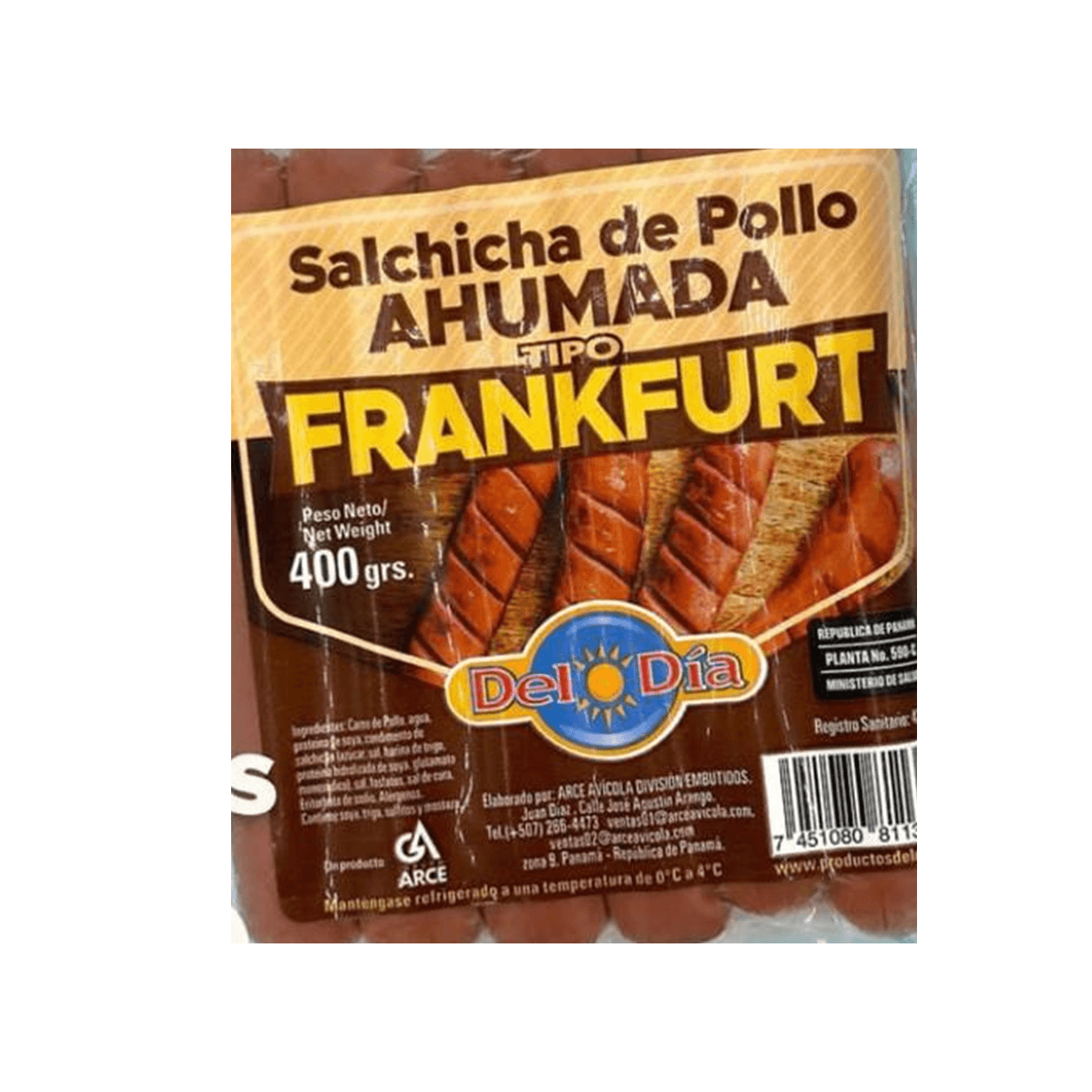 SALCHICHA FRANKFURTER POLLO DEL DIA 400G