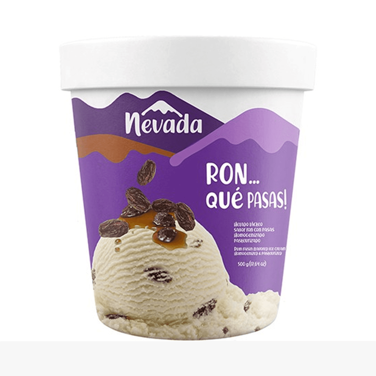 HELADO NEVADA RON CON PASAS 1/2GL