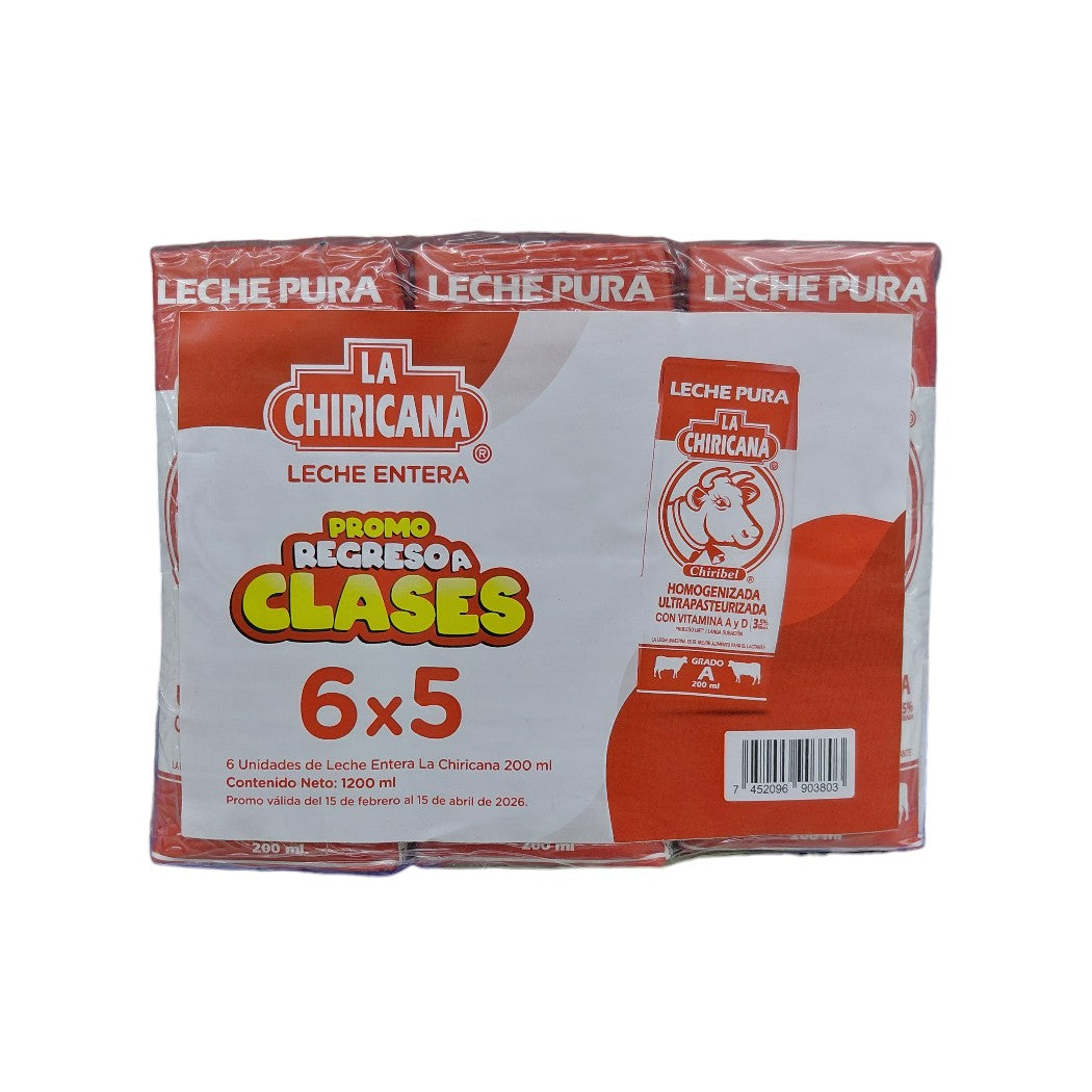 6PACK LECHE CHIRICANA 200ML