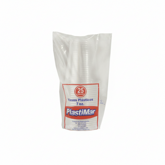 VASOS PLÁSTICOS  TRANSPARENTE 7OZ 25U
