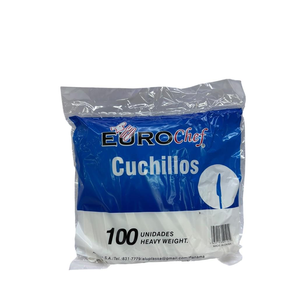 CUCHILLO DESECHABLE BLANCO 18CM 100PZS