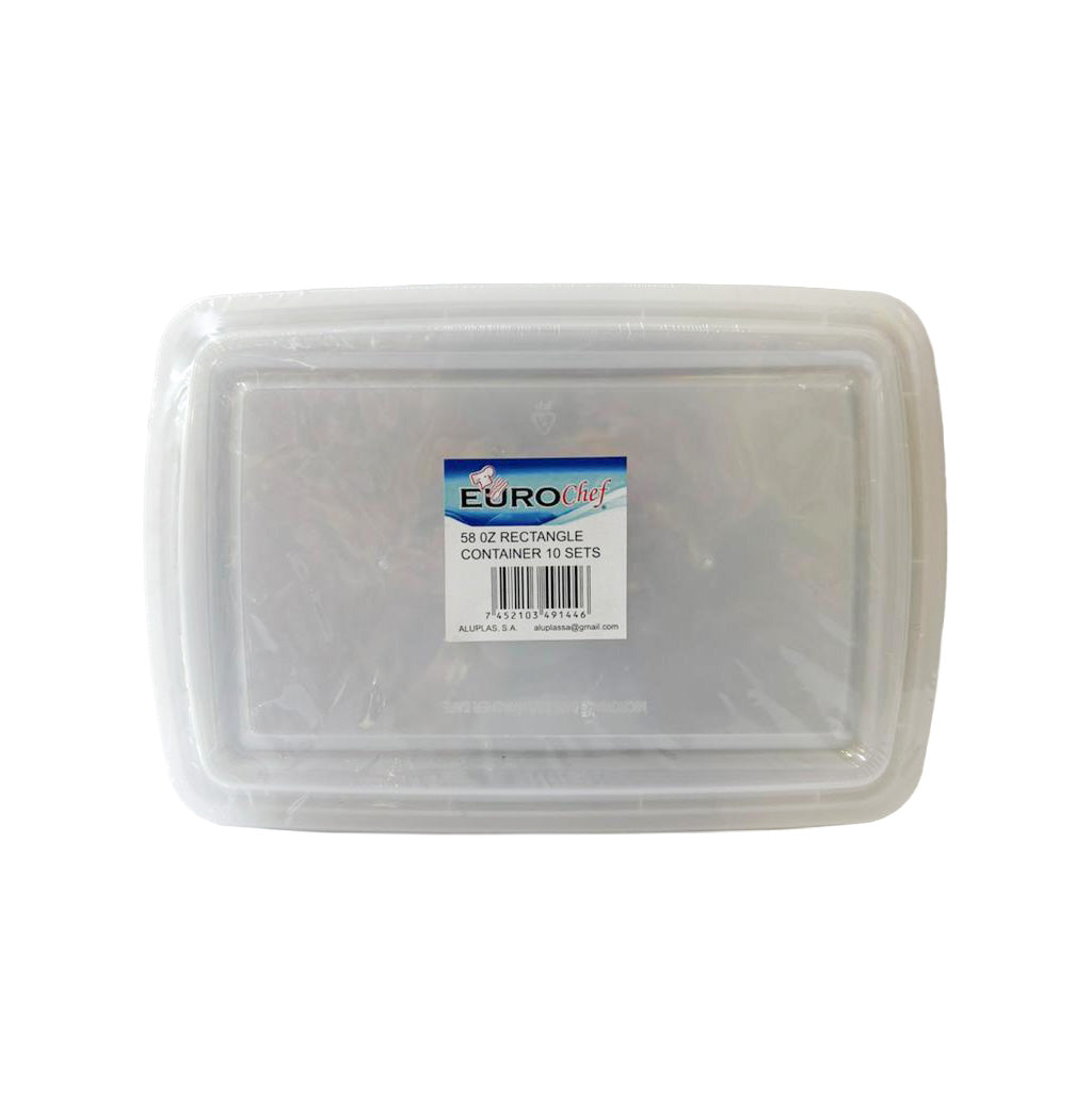ENVASE RECTANGULAR CON TAPA 58OZ 10U