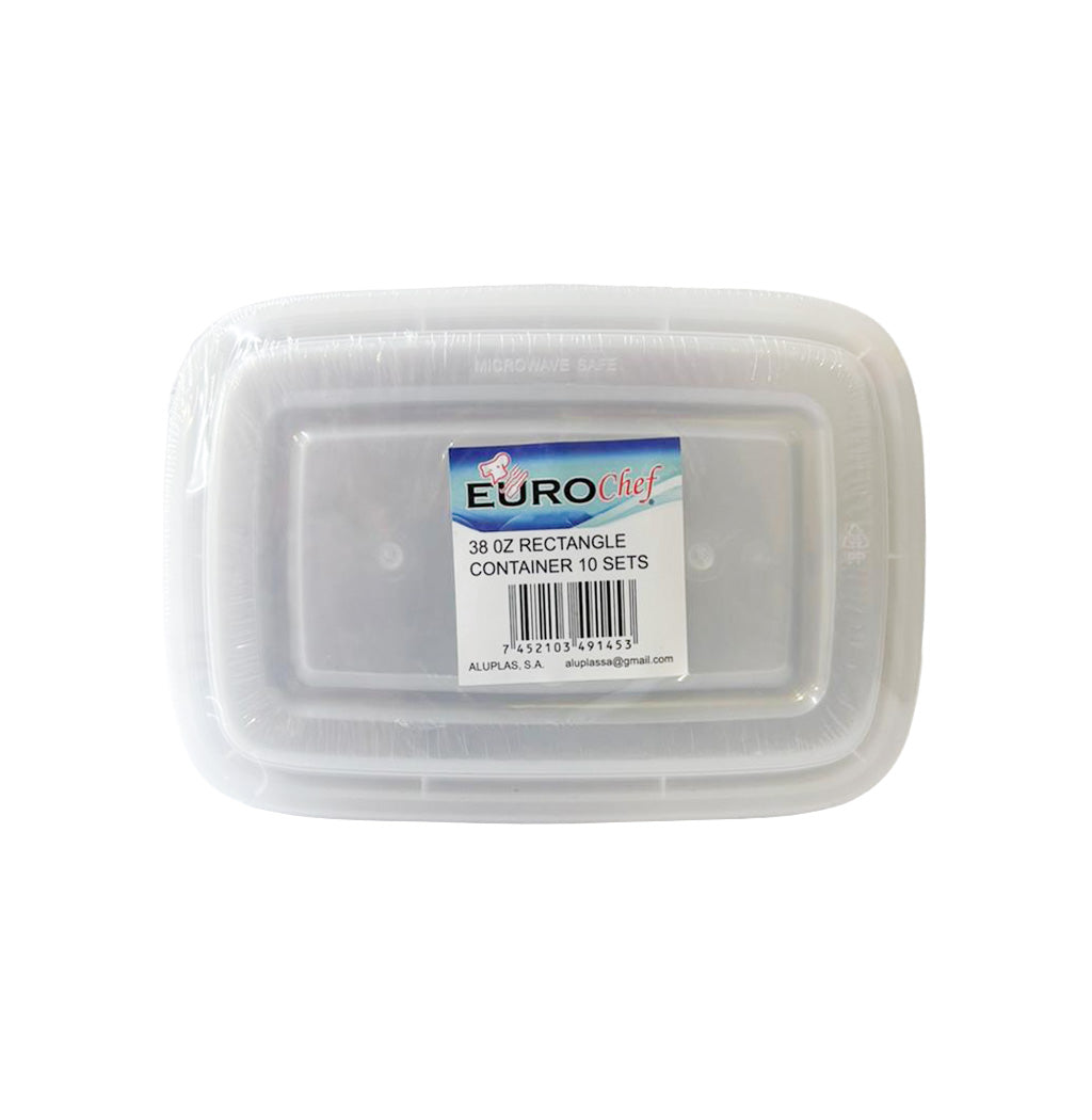 ENVASE RECTANGULAR CON TAPA 38OZ 10U