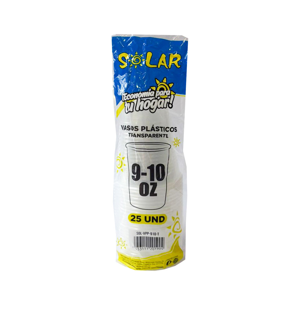 VASO PLÁSTICOS TRANSP SOLAR #9 10OZ 25U