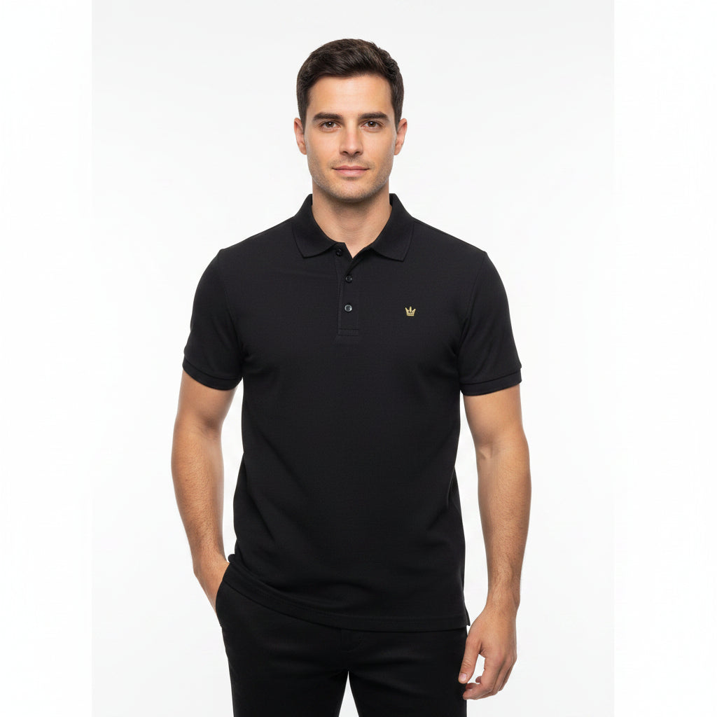 T-SHIRT POLO MANGA CORTA NEGRO CHESS KING