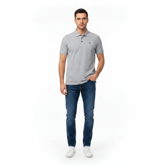 T-SHIRT POLO MANGA CORTA GRIS CHESS KING