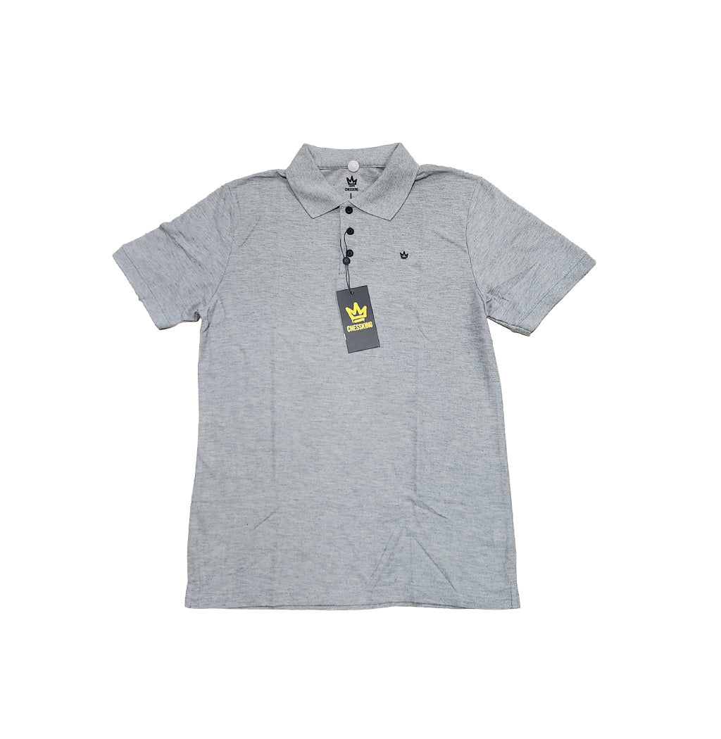 T-SHIRT POLO MANGA CORTA GRIS CHESS KING