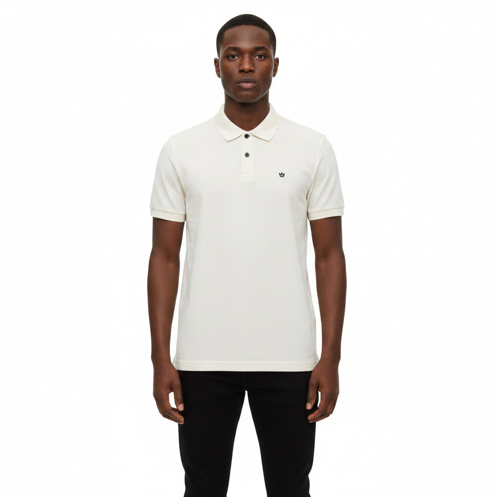 T-SHIRT POLO MANGA CORTA CREMA CHESS KING